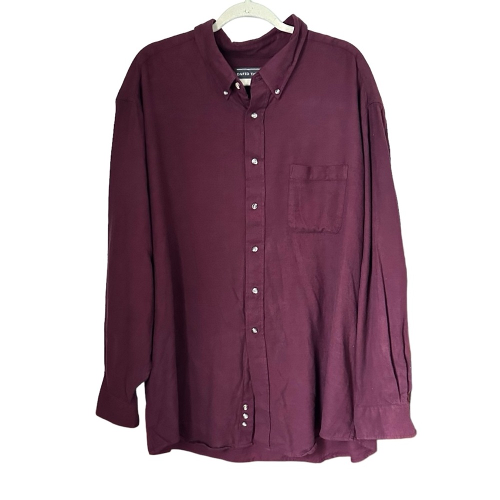 David Taylor Mens Sz XXL Burgundy Purple Long Sleeve Button Down Flannel Shirt